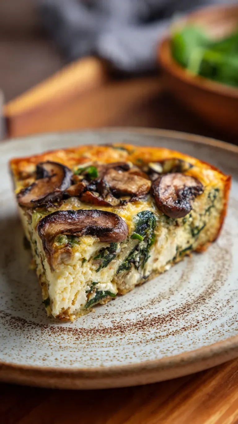 Spinach and Feta Breakfast Bowl Recipes: Crustless Mushroom Quiche