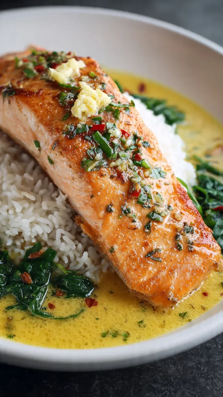 Coconut Curry Salmon with Garlic Butter Delight