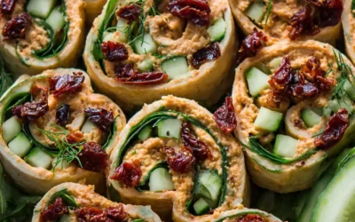Pinwheels with Hummus, Cucumber, and Sun-Dried Tomatoes