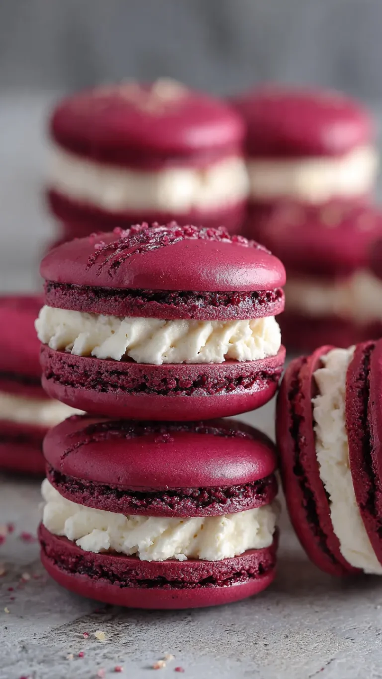 Savory Beet Macarons with Goat Cheese Filling