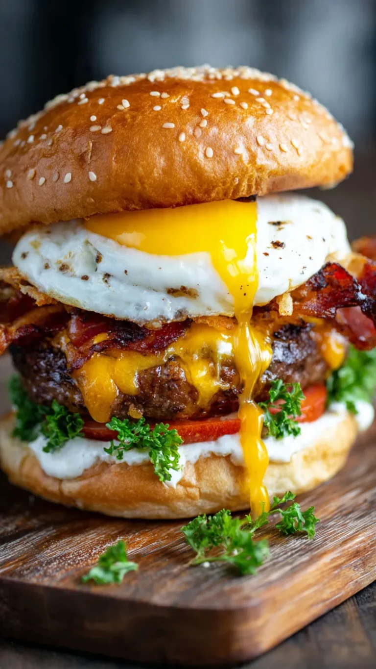 Ultimate Breakfast Burger with Bacon, Egg & Hash Browns