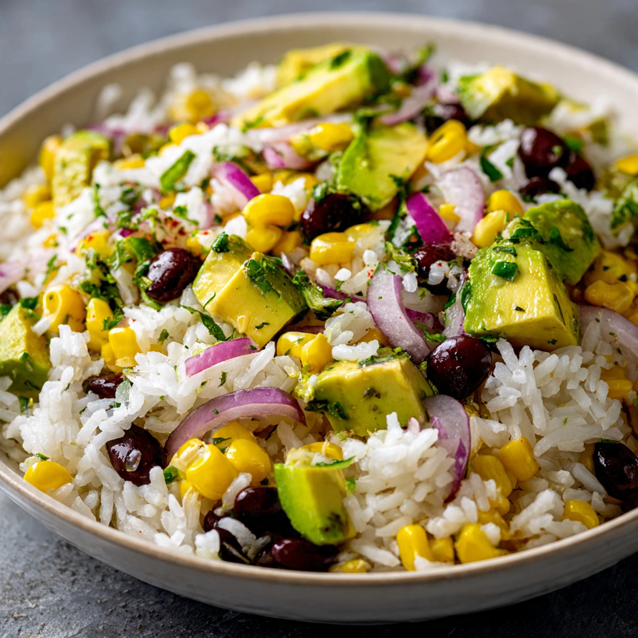 Avocado Black Bean Salad with Rice