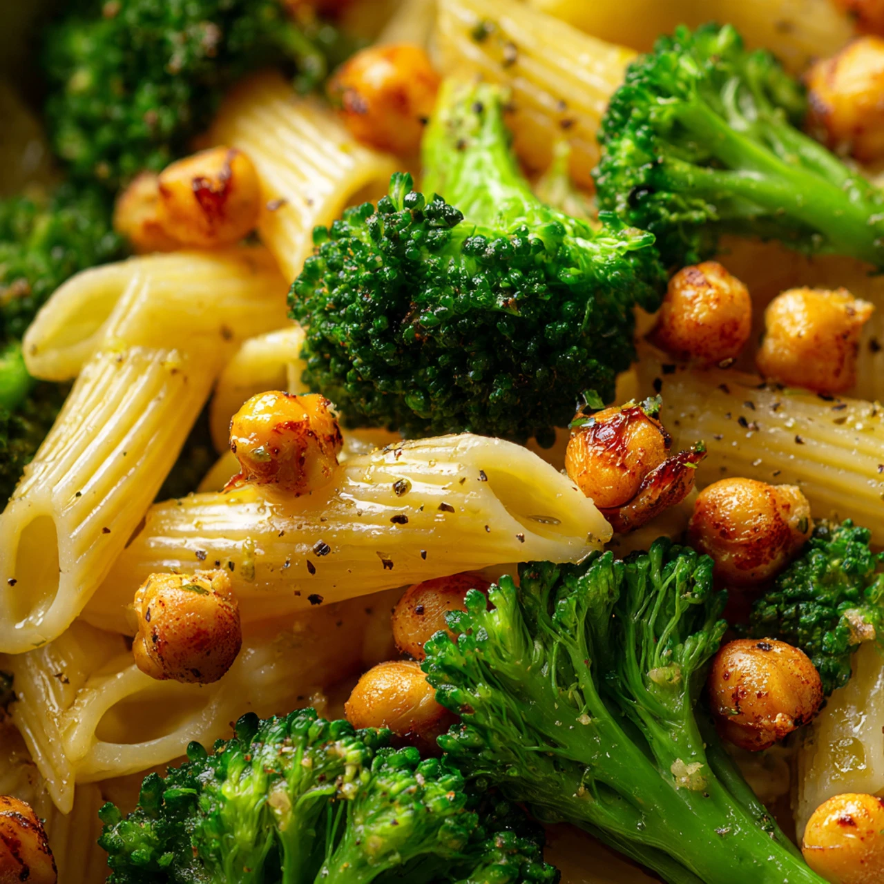 Broccoli Chickpea Pasta: Easy Healthy Vegetarian Entree Recipe