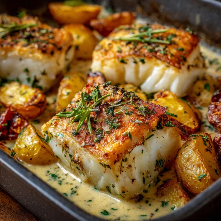 Cod & Potatoes In Rosemary Cream Sauce Cod Potatoes Rosemary Cream Sauce