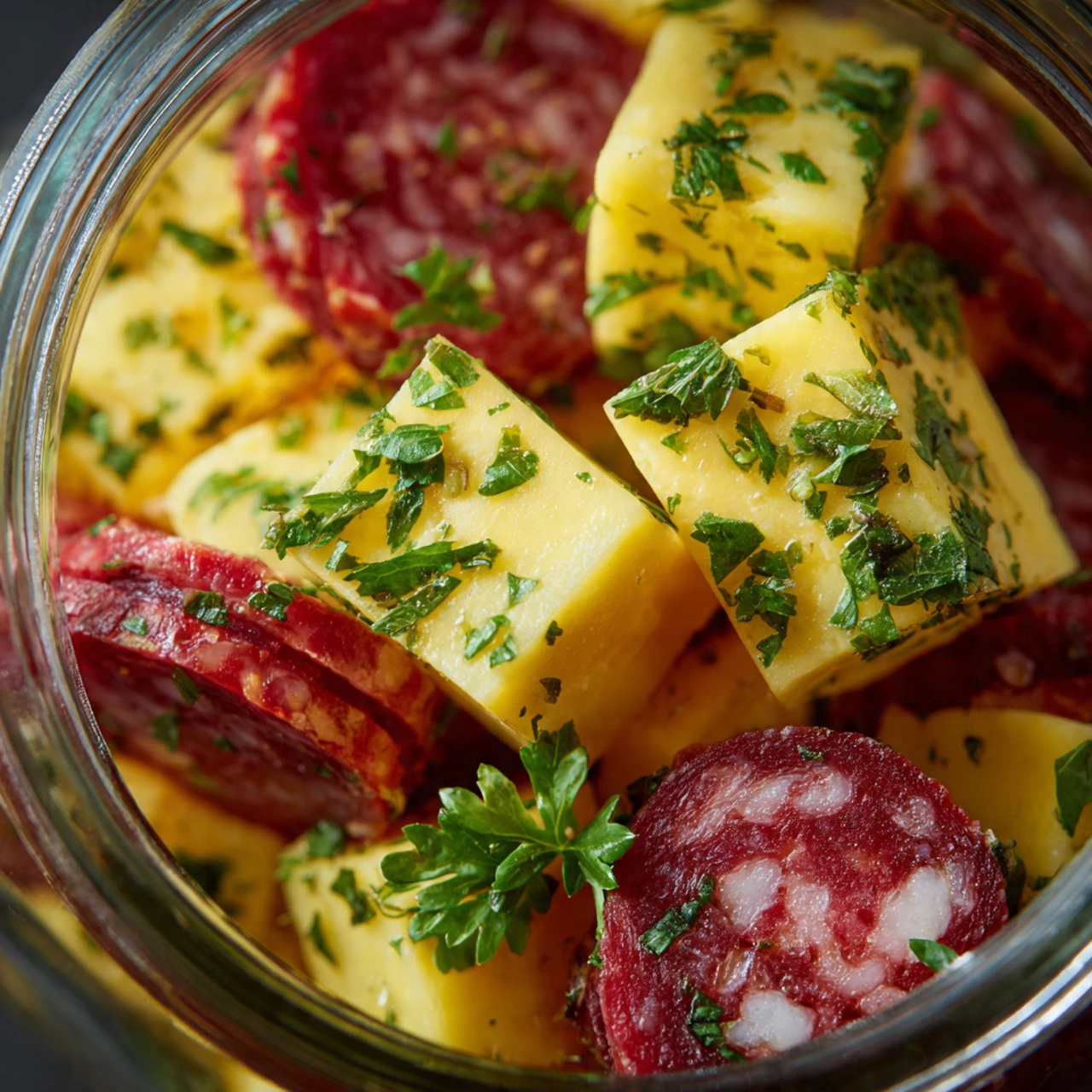 Easy Marinated Cheese Appetizer With Salami & Pickles - Recipes Hub Marinated Cheese Appetizer Salami Pickles Recipes Hub