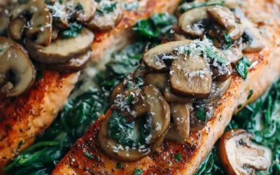 Garlic Butter Salmon with Spinach & Mushrooms (Restaurant Dinner in 25 Minutes!)