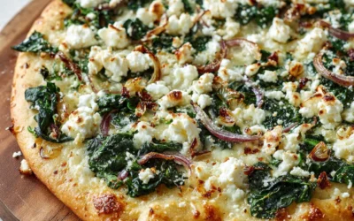 Greek Roasted Garlic Spinach White Pizza