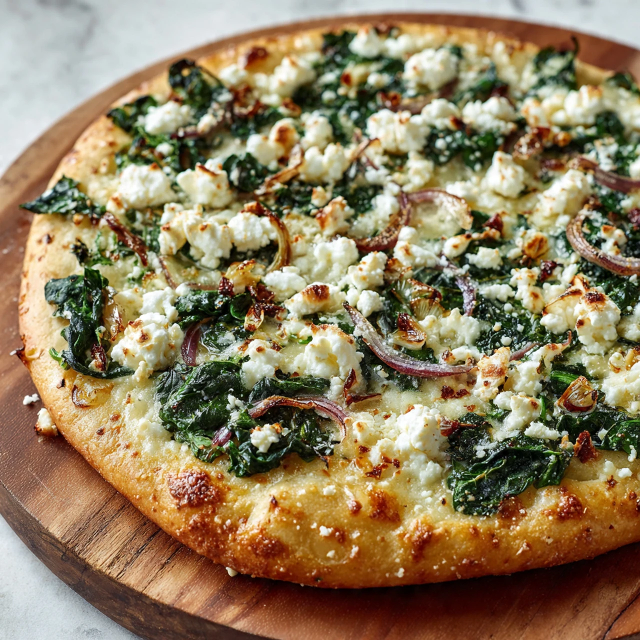 Greek Roasted Garlic Spinach White Pizza