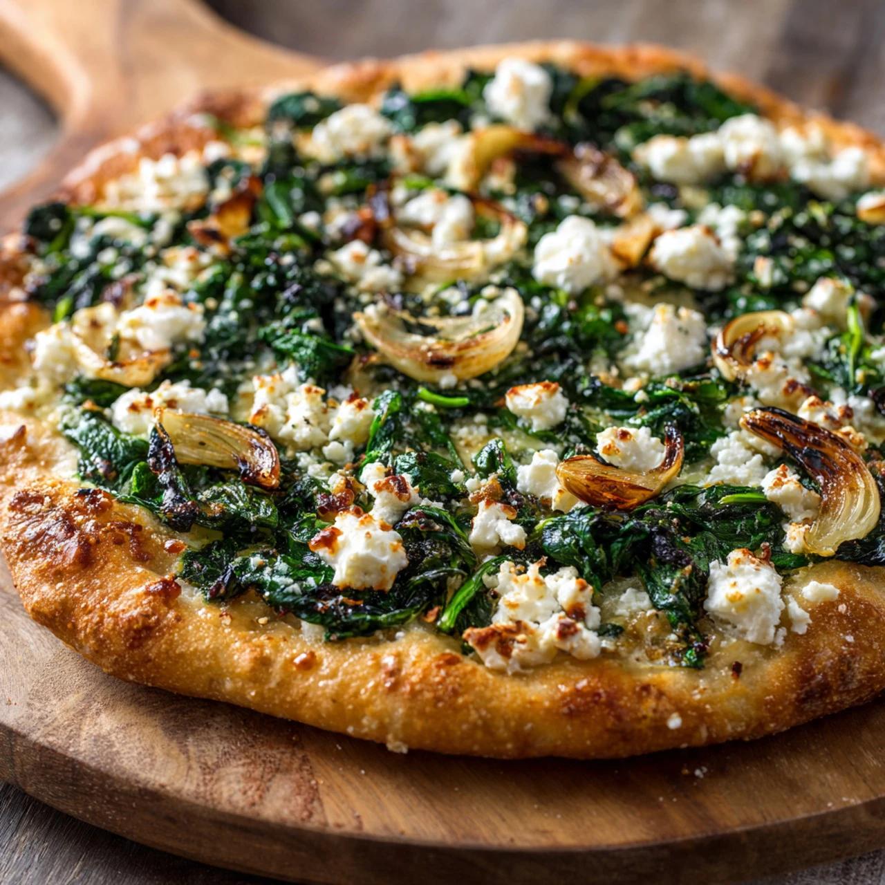 Greek Roasted Garlic Spinach White Pizza Greek Roasted Garlic Spinach White Pizza