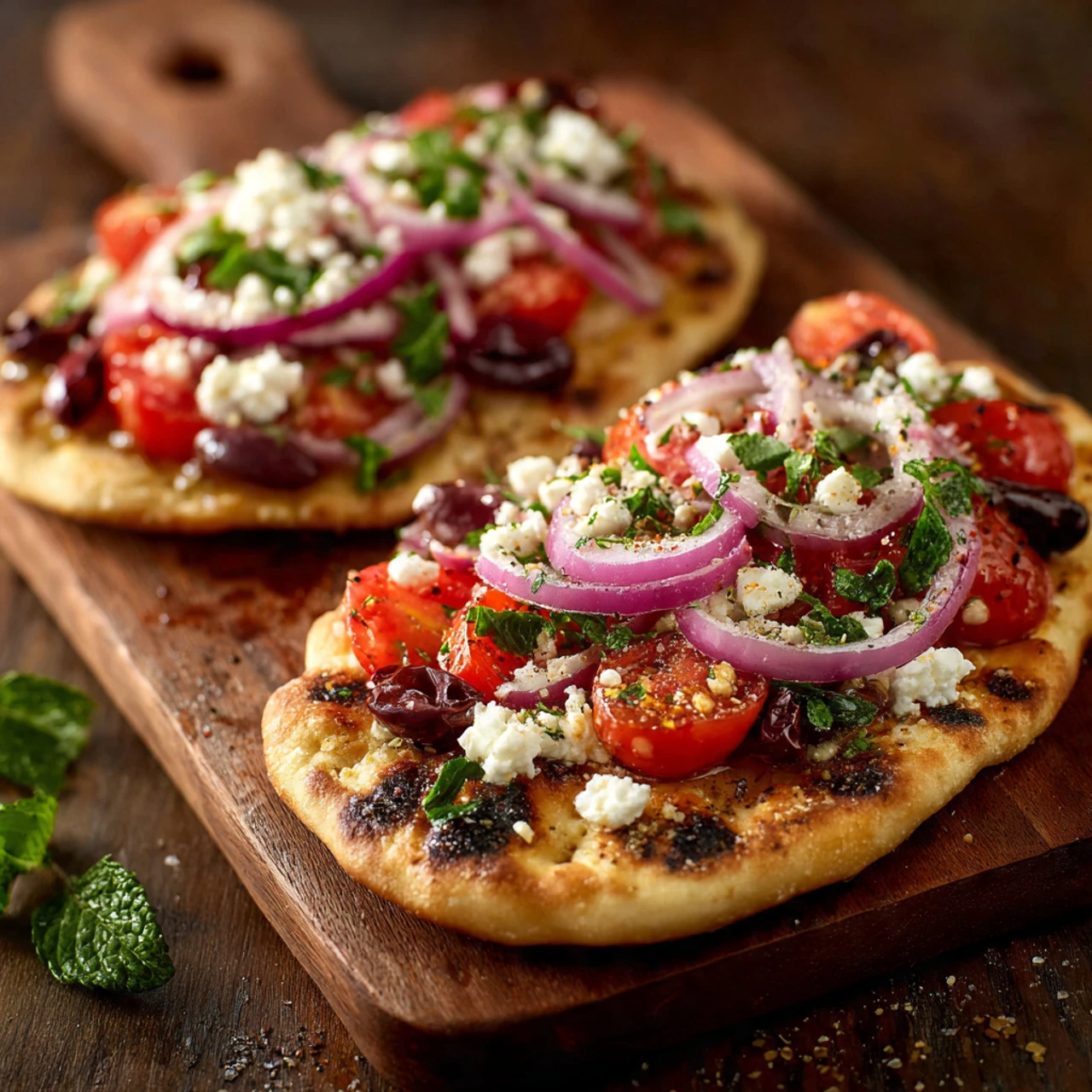 Greek Salad Naan Pizza Greek Salad Naan Pizza