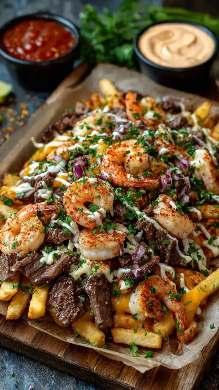 Loaded Fries Topped with Shrimp & Steak Goodness (Game-Day Feast in One Pan!)