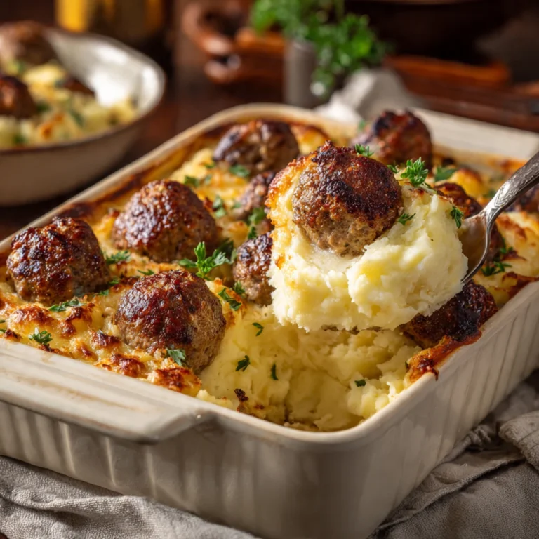 Meatball & Mashed Potato Bake Meatball Mashed Potato Bake Creamy Cheesy Comforting