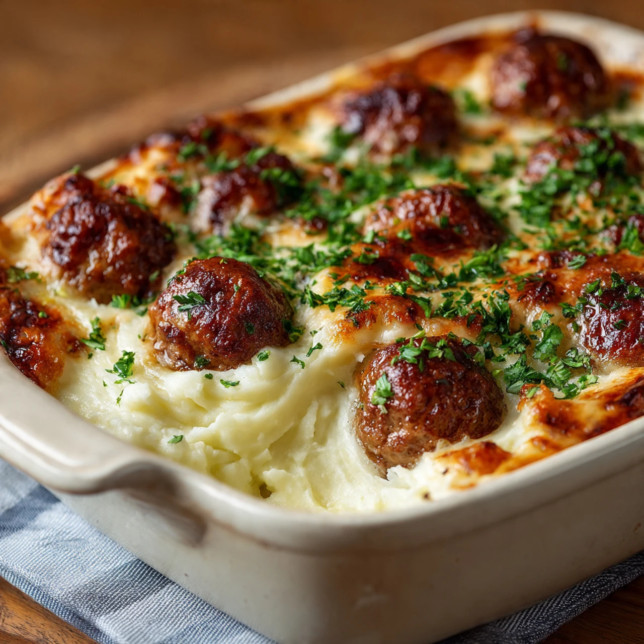 Meatball & Mashed Potato Bake Meatball Mashed Potato Bake Creamy Cheesy Comforting