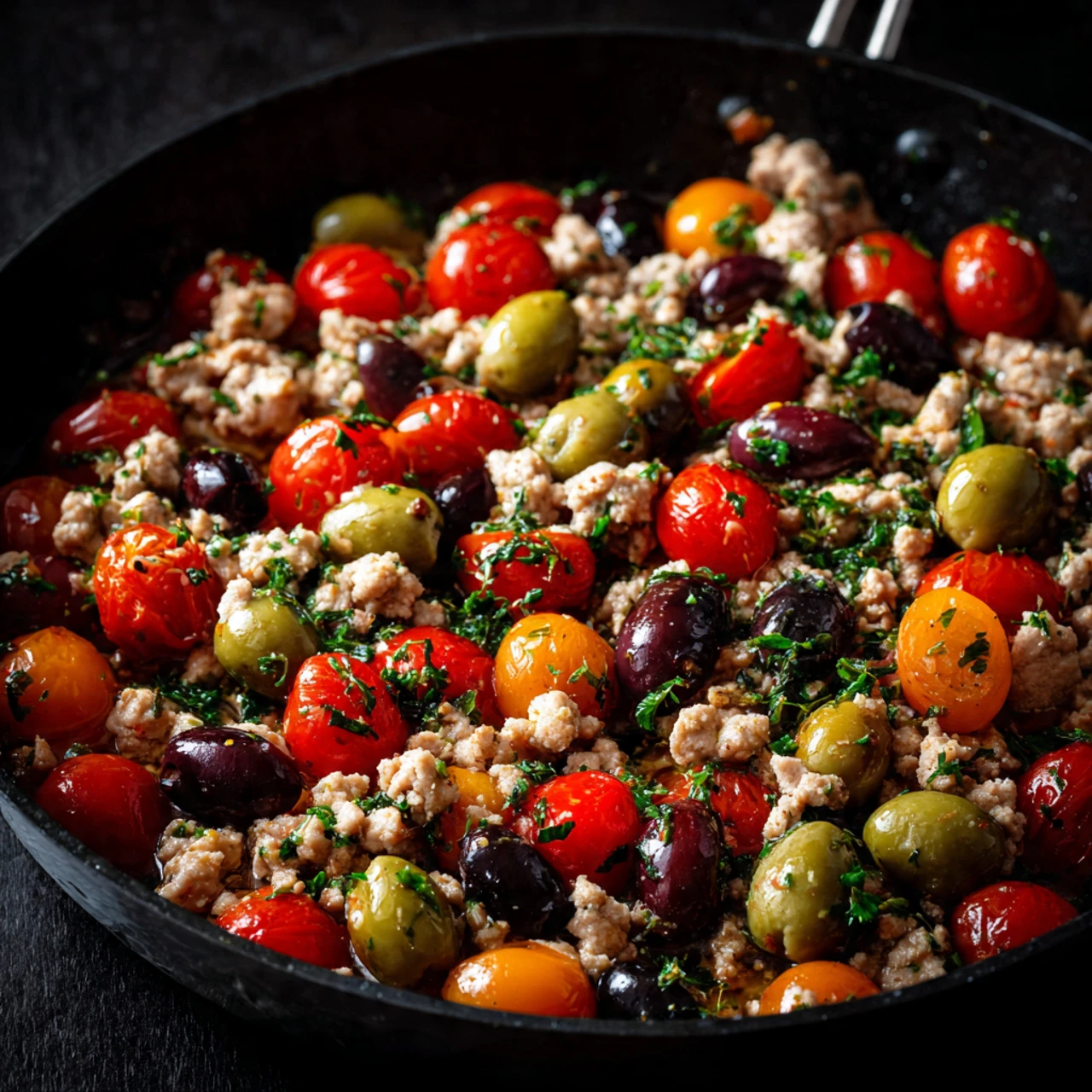 Mediterranean Keto Ground Chicken Skillet With Olives And Feta Mediterranean Keto Ground Chicken Skillet Olives Feta