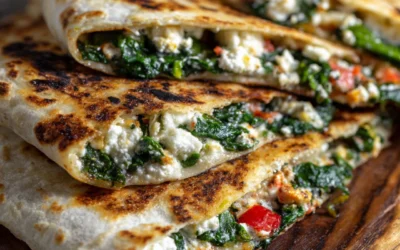 Mediterranean Quesadillas with Spinach, Feta, Mozzarella, and Red Onion: Flavorful Lunch Ideas