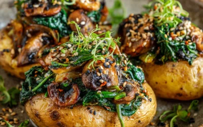 Oven-Roasted Potatoes with Spinach and Mushrooms