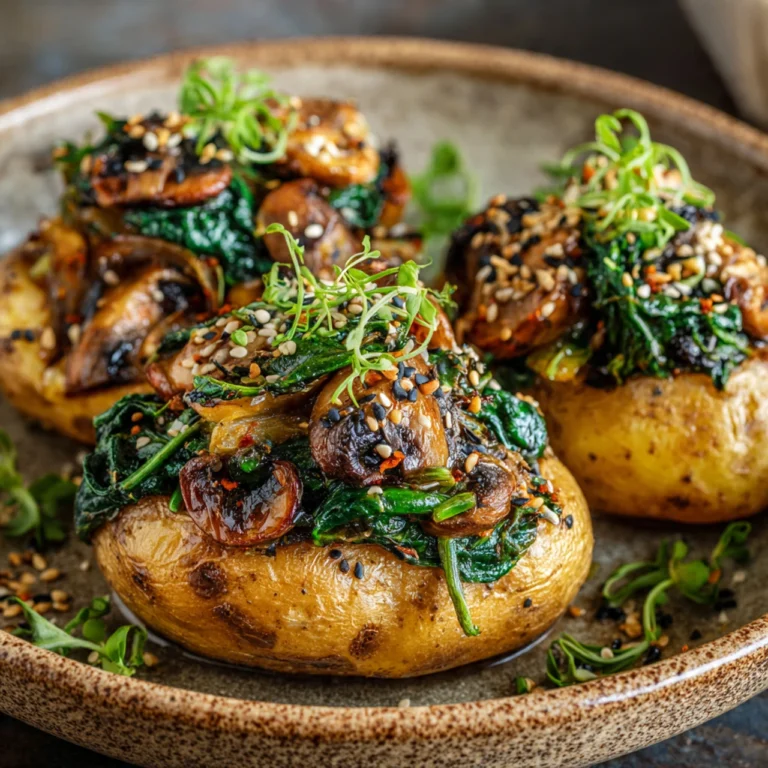 Oven-Roasted Potatoes With Spinach And Mushrooms Ovenroasted Potatoes Spinach Mushrooms