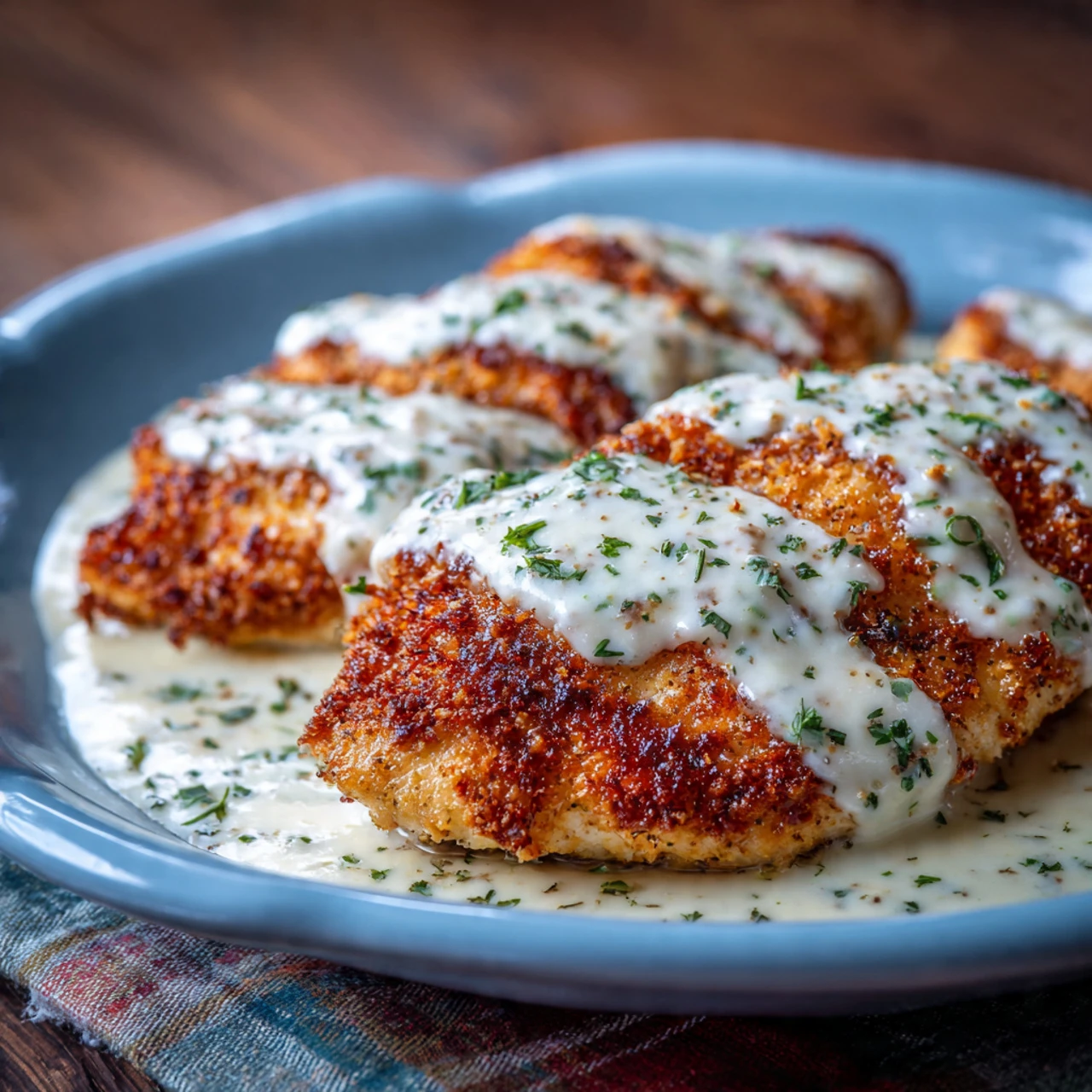 Parmesan Crusted Chicken With Creamy Garlic Sauce Parmesan Crusted Chicken Creamy Garlic Sauce