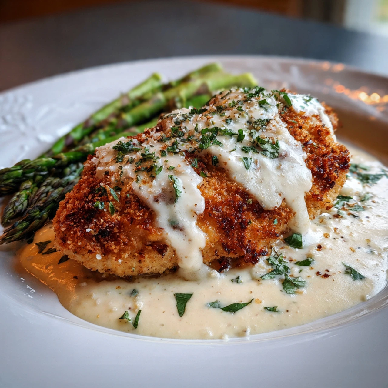 Parmesan Crusted Chicken With Creamy Garlic Sauce Parmesan Crusted Chicken Creamy Garlic Sauce