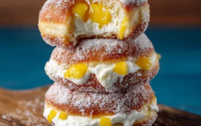 PEACH COBBLER CHEESECAKE DONUTS