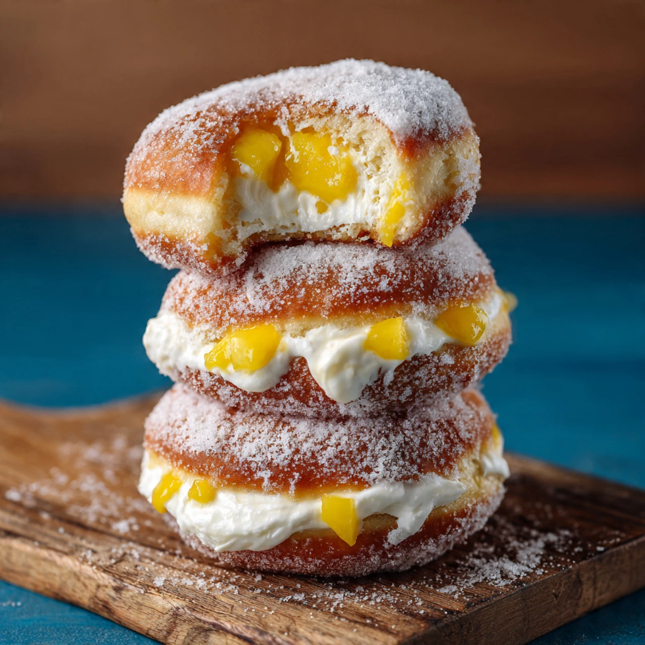 PEACH COBBLER CHEESECAKE DONUTS