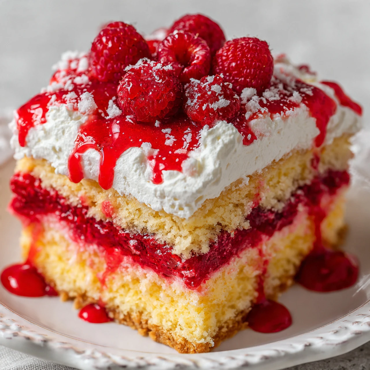 Raspberry Zinger Poke Cake Raspberry Zinger Poke Cake