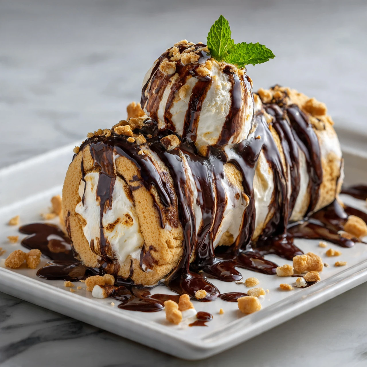 Smores Explosion Cookie Dough Ice Cream Roll Smores Explosion Cookie Dough Ice Cream Roll