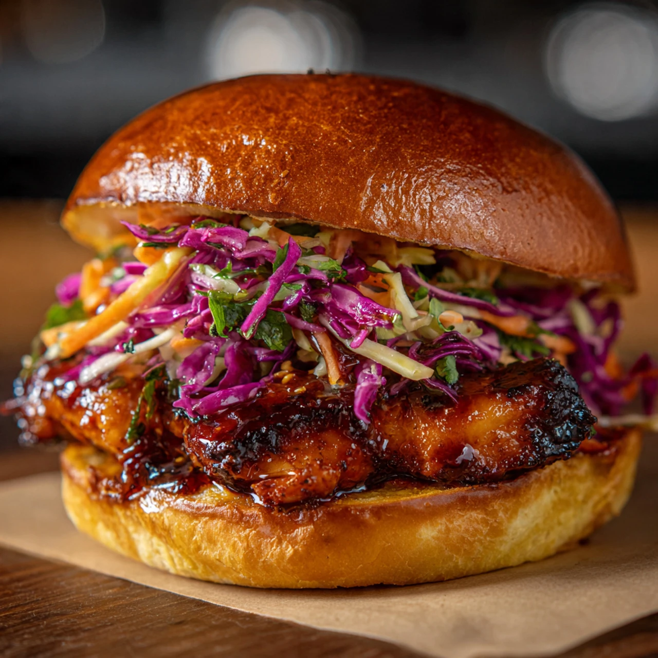 Spicy Korean BBQ Chicken Sandwich With Tangy Slaw Spicy Korean Bbq Chicken Sandwich Tangy Slaw
