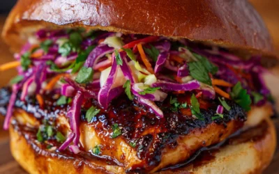 Spicy Korean BBQ Chicken Sandwich with Tangy Slaw