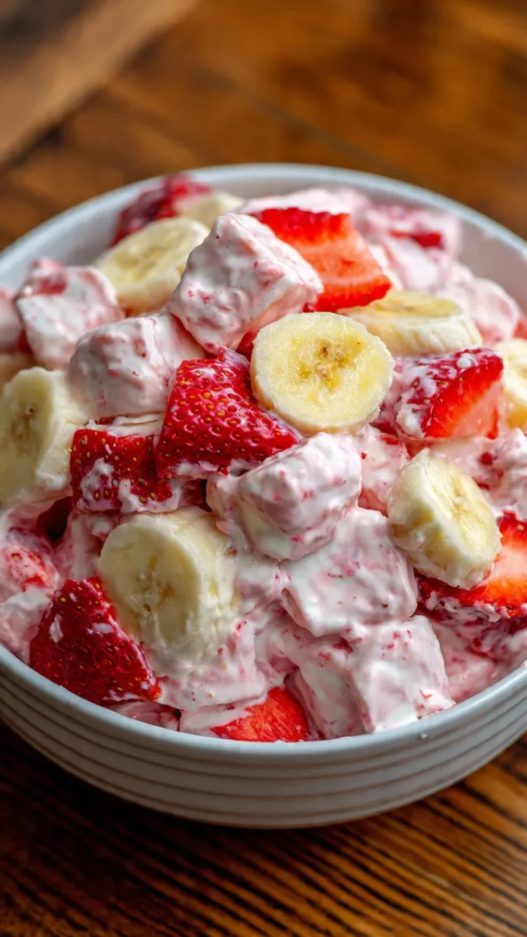 Strawberry Banana Cheesecake Salad (Creamy, Dreamy Dessert Delight!)