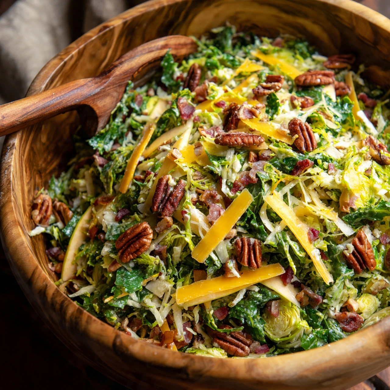 Brussels Sprout Kale Apple Salad With Sharp Cheddar Bacon Brussels Sprout Kale Apple Salad Sharp Cheddar