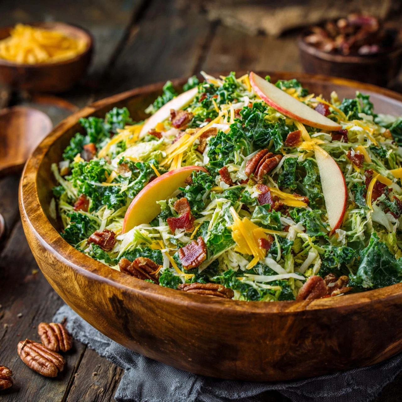 Brussels Sprout Kale Apple Salad With Sharp Cheddar Bacon Brussels Sprout Kale Apple Salad Sharp Cheddar