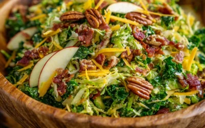 Brussels Sprout, Kale + Apple Salad with Sharp Cheddar + Bacon