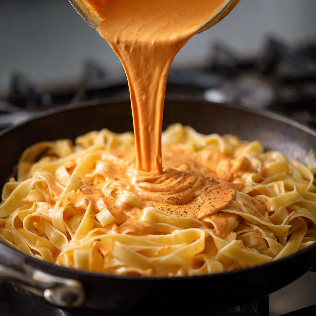 Easy Creamy Red Pepper Alfredo Sauce Recipe (Vegan)