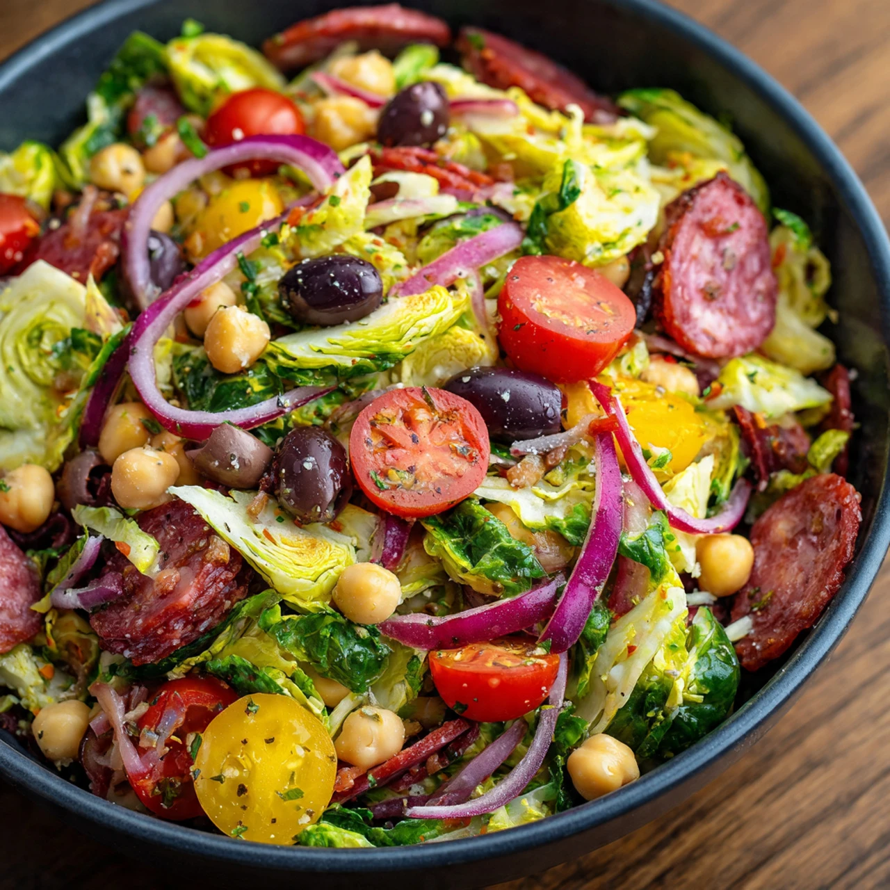 Italian Chopped Brussels Sprouts Salad