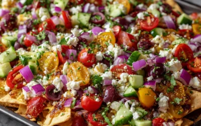 Loaded Vegetarian Greek Pita Nachos