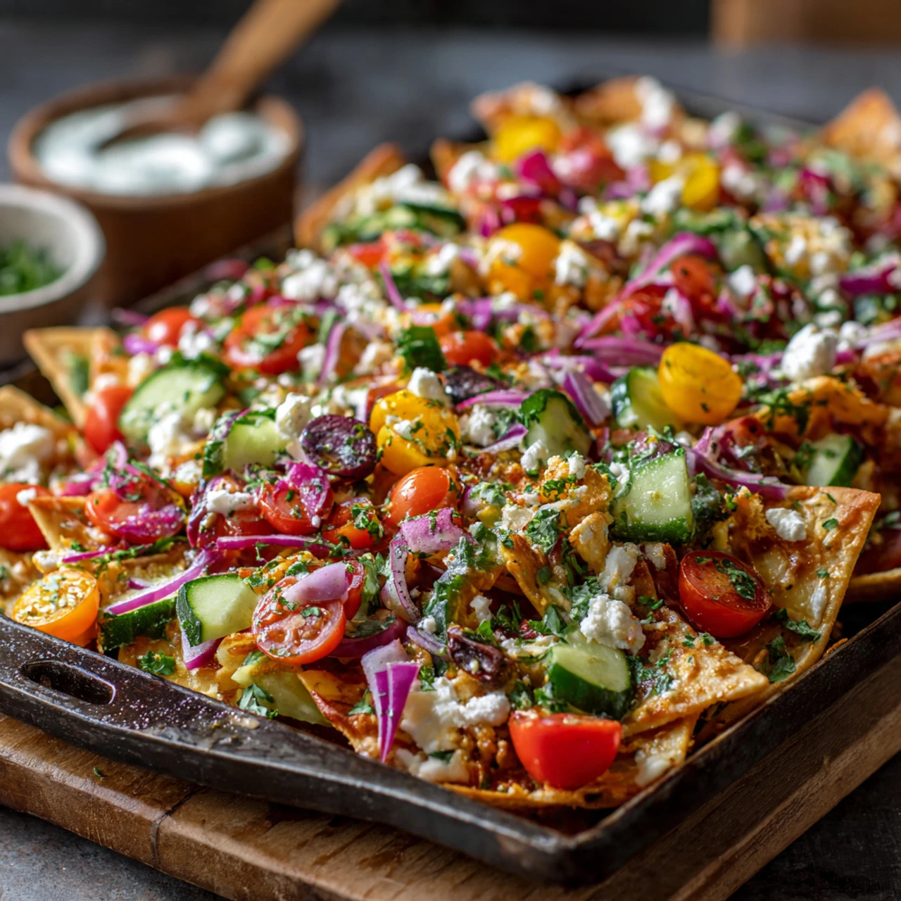 Loaded Vegetarian Greek Pita Nachos Loaded Vegetarian Greek Pita Nachos