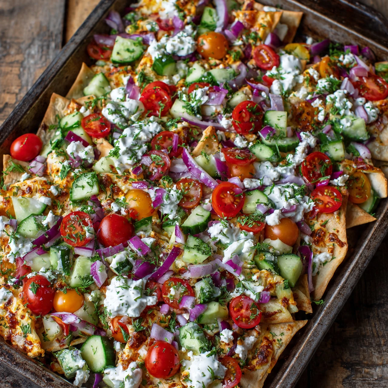 Loaded Vegetarian Greek Pita Nachos Loaded Vegetarian Greek Pita Nachos