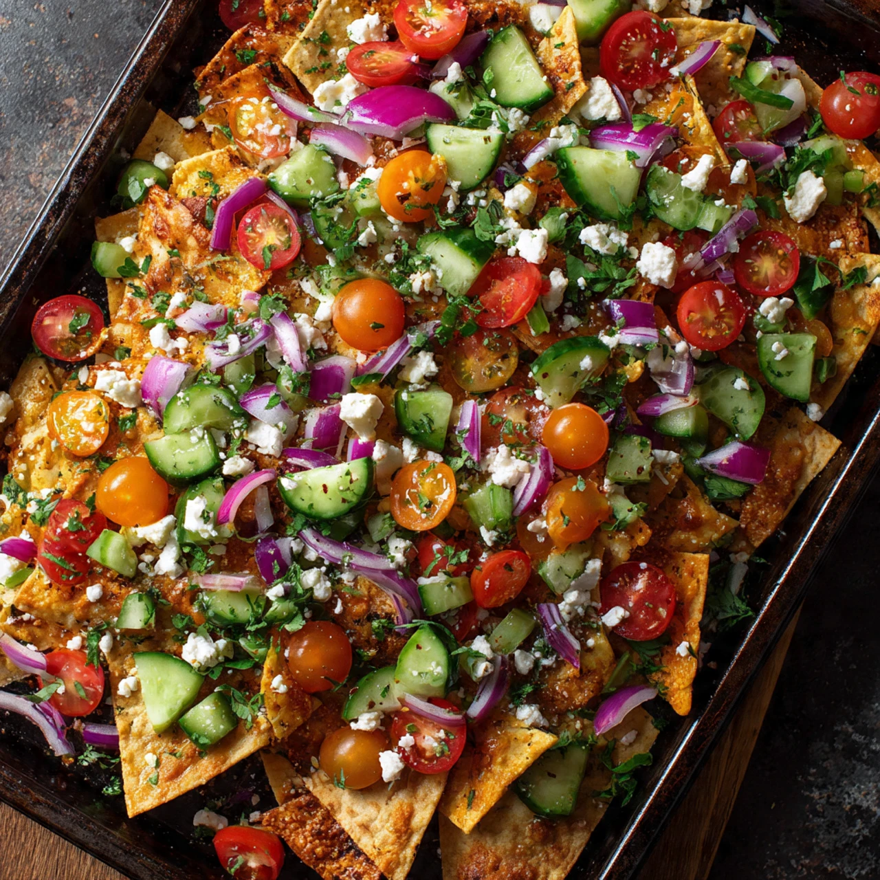 Loaded Vegetarian Greek Pita Nachos Loaded Vegetarian Greek Pita Nachos