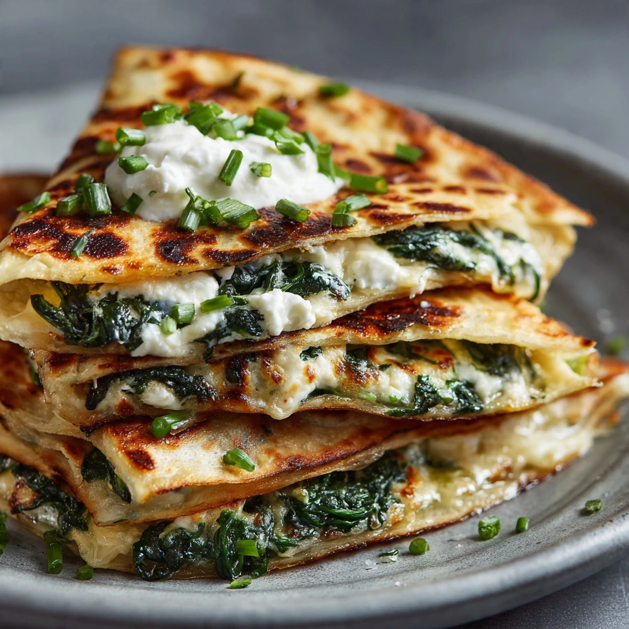Mediterranean Quesadillas With Spinach Feta Mozzarella And Red Onion Mediterranean Quesadillas Spinach Feta Mozzarella Red...