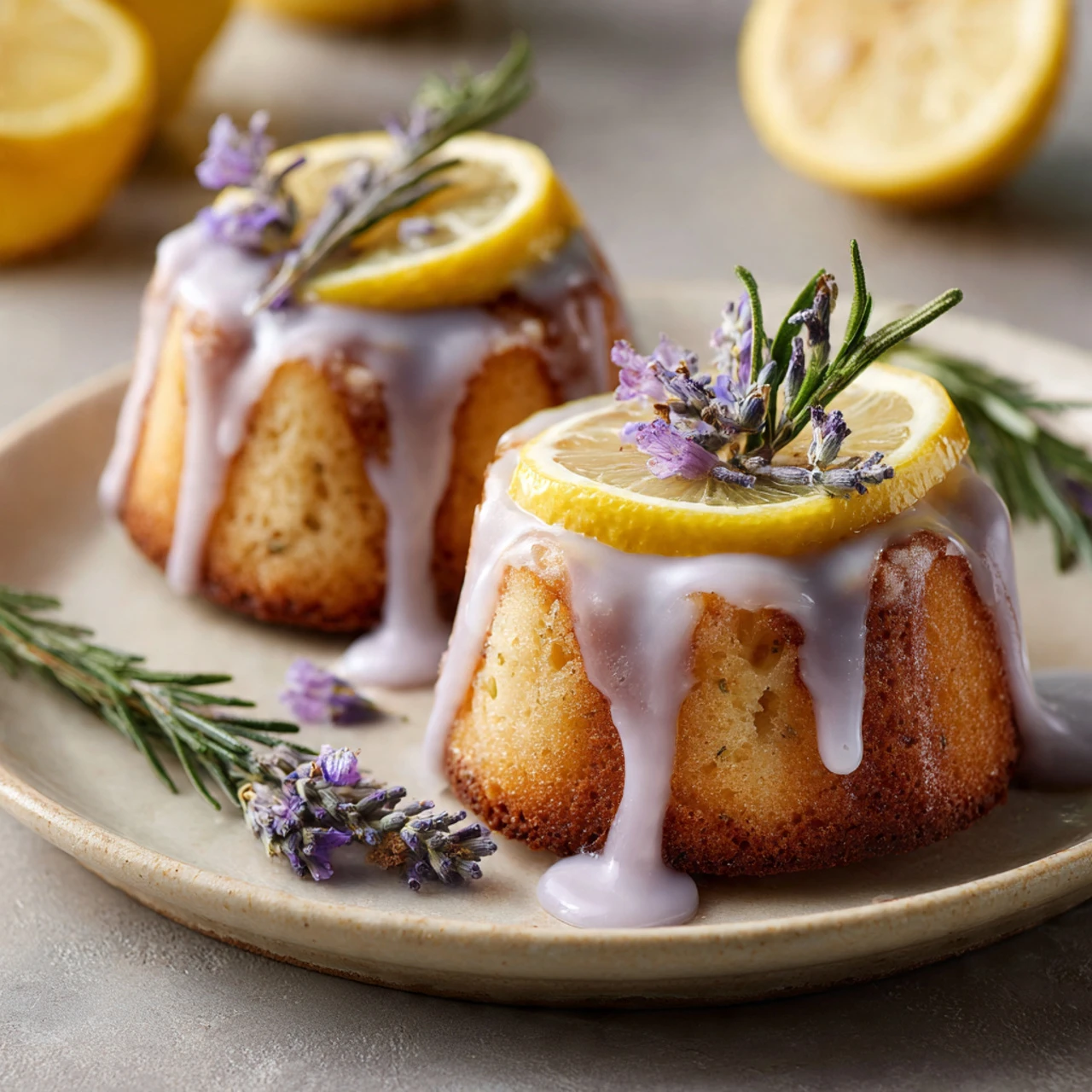 Mini Lemon Cakes With Lavender Glaze Mini Lemon Cakes Lavender Glaze