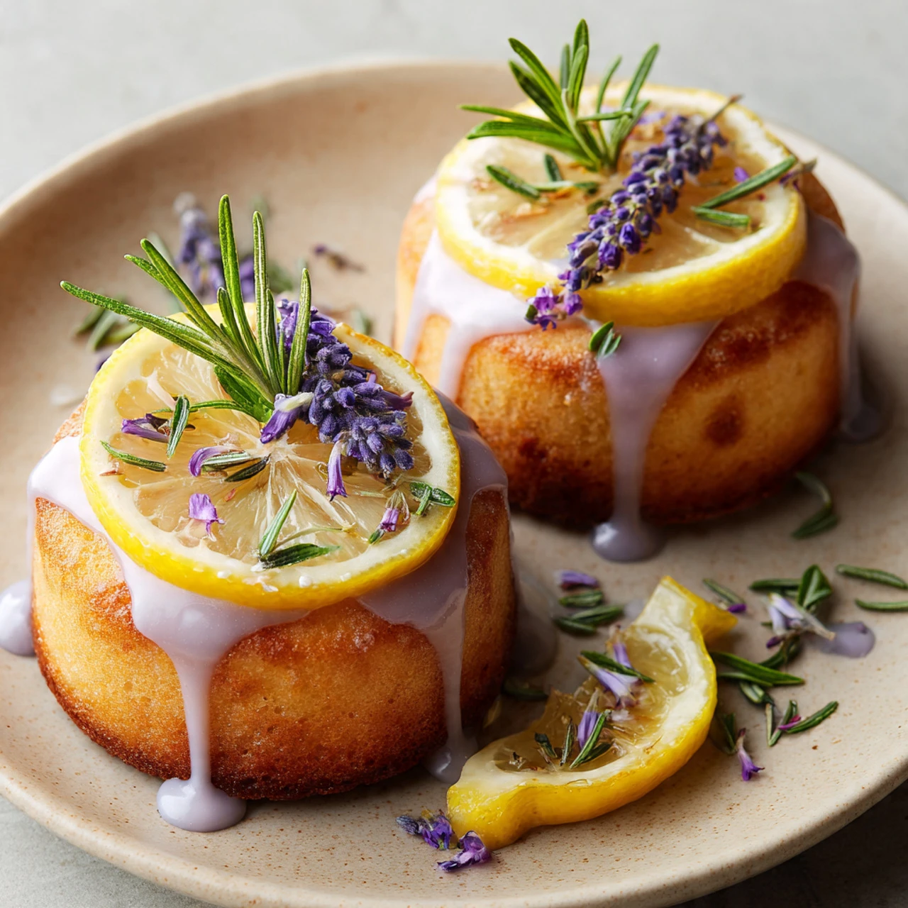 Mini Lemon Cakes With Lavender Glaze Mini Lemon Cakes Lavender Glaze
