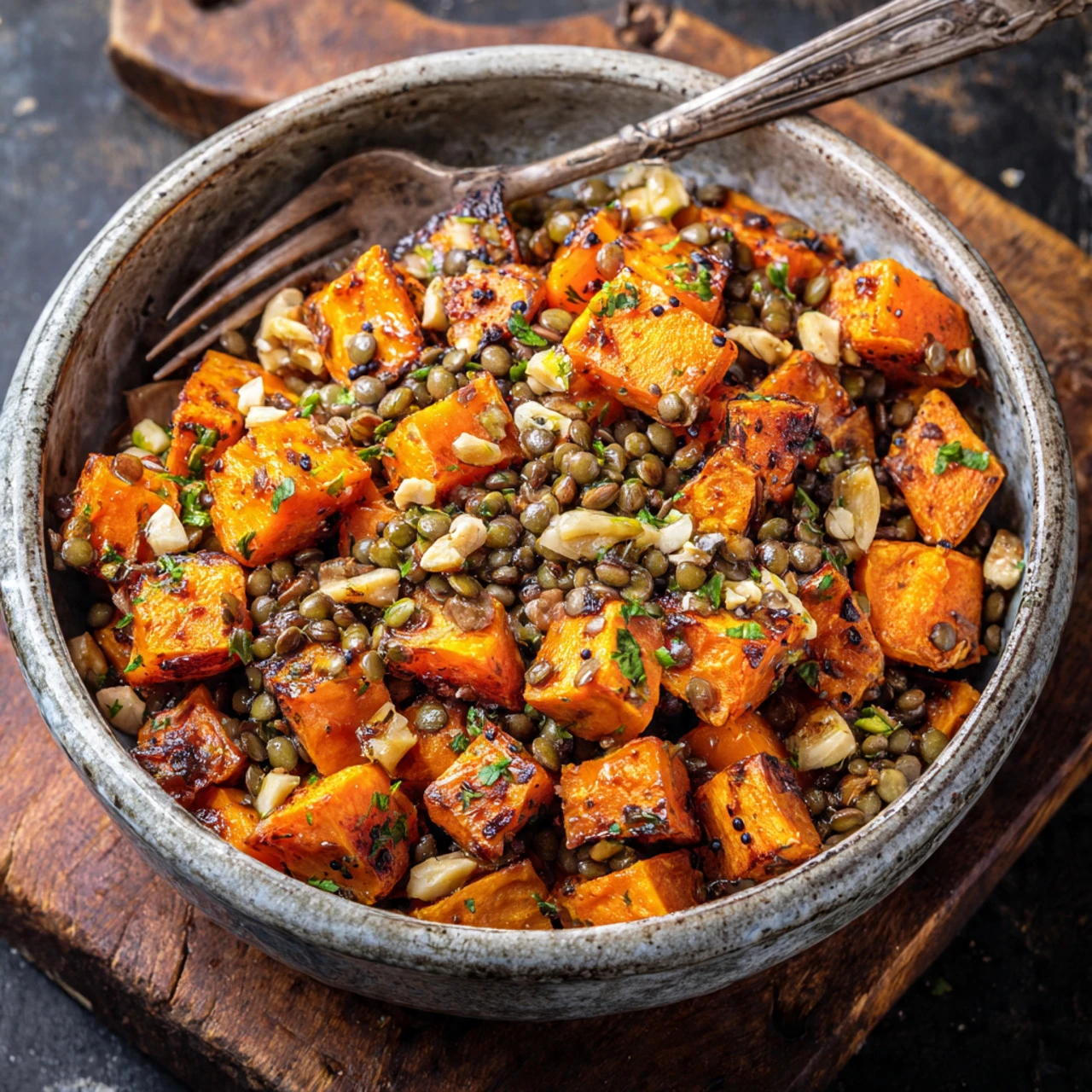 Roasted Sweet Potato Salad With Lentils Roasted Sweet Potato Salad Lentils