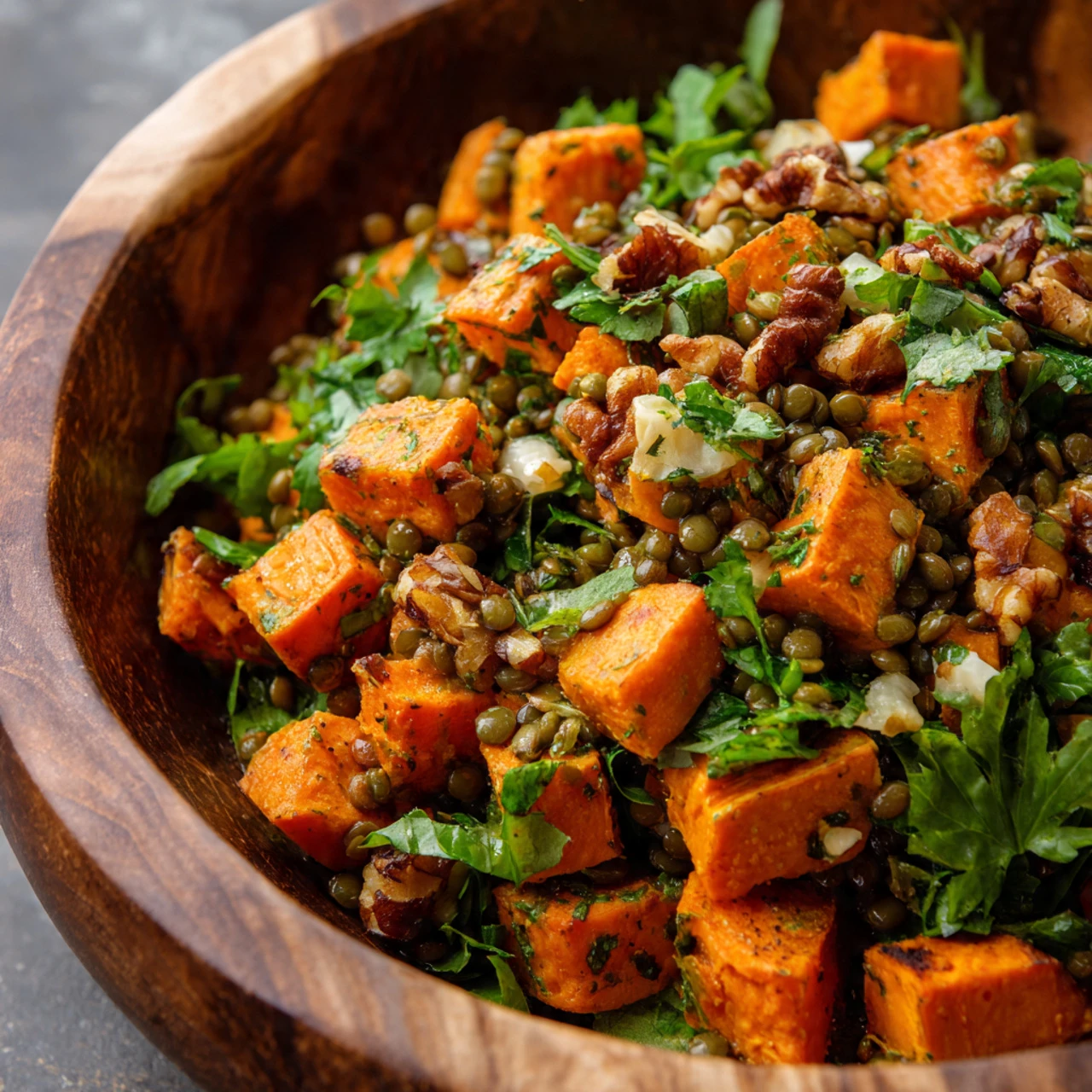 Roasted Sweet Potato Salad With Lentils Roasted Sweet Potato Salad Lentils