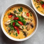 Thai Coconut Chicken Soup Slow Cooker Tom Kha Soup Thai Coconut