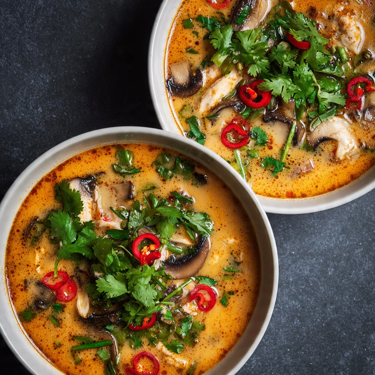 Thai Coconut Chicken Soup Slow Cooker Tom Kha Soup Thai Coconut