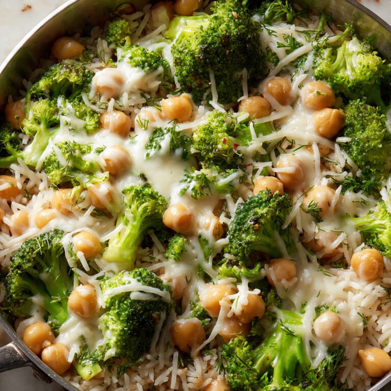 One Pan Chickpea Broccoli Rice Casserole