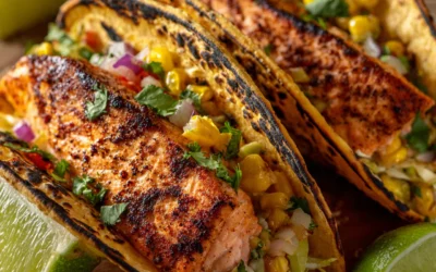 Air Fryer Salmon Tacos with Slaw