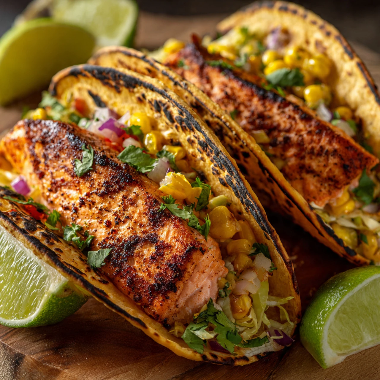 Air Fryer Salmon Tacos with Slaw