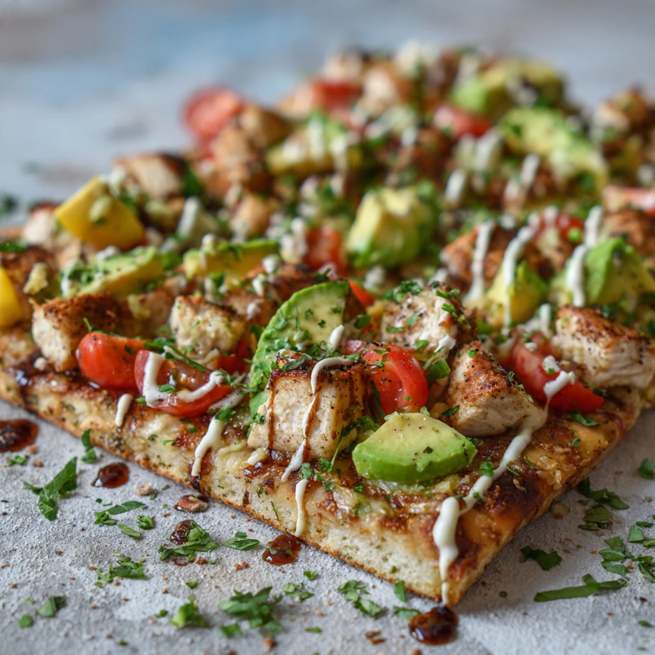 Avocado Chicken Flatbread Pizza